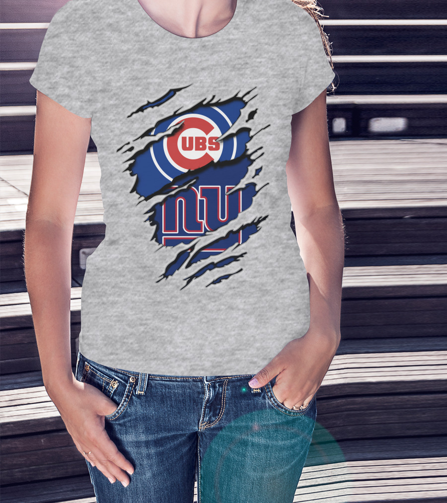 Cubs Giants Logo Fusion Ripped T-Shirt