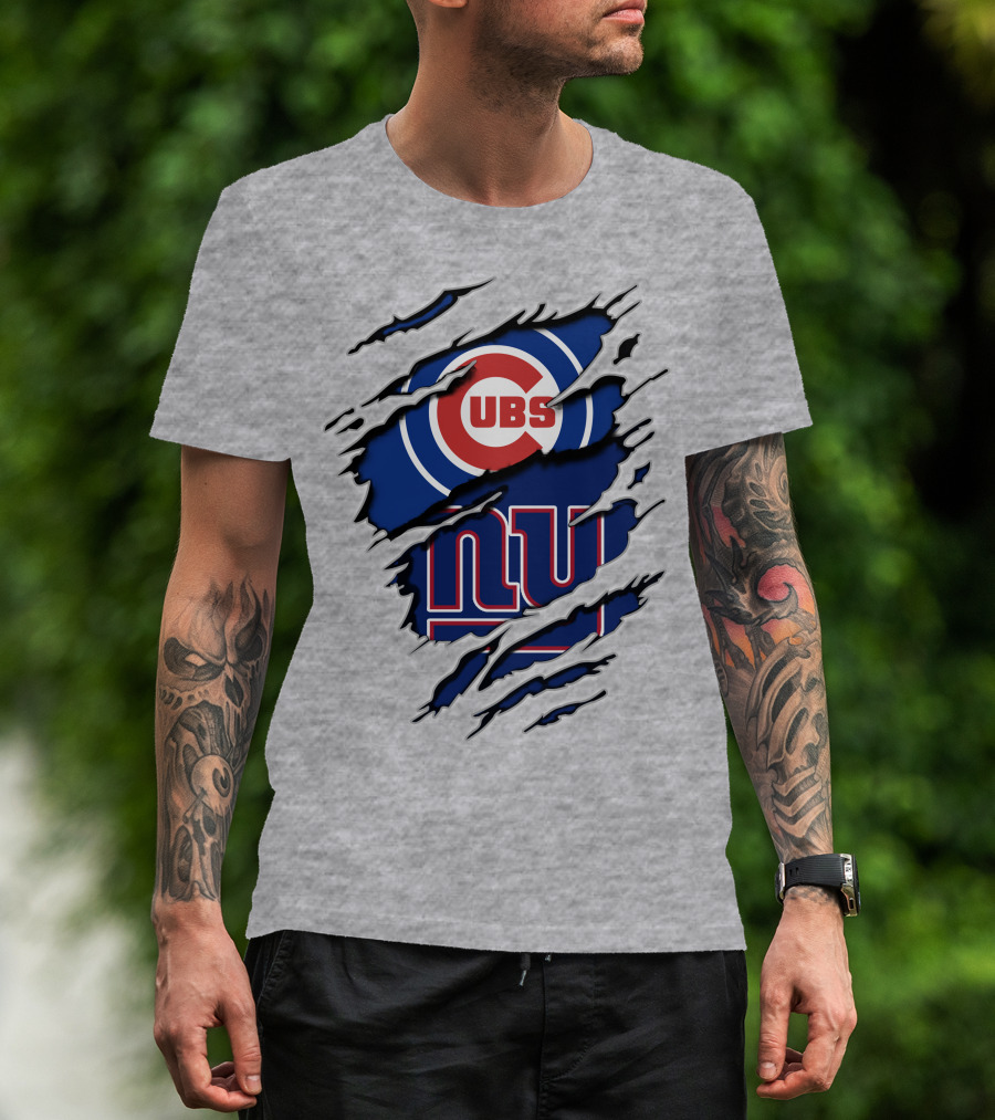 Cubs Giants Logo Fusion Ripped T-Shirt