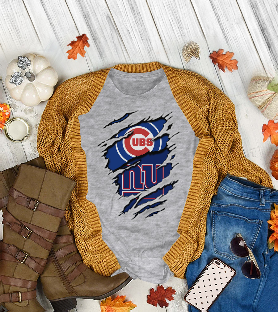 Cubs Giants Logo Fusion Ripped T-Shirt