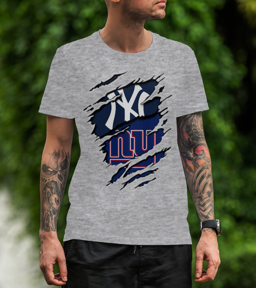 New York Yankees Ny Giants Ripped T-Shirt