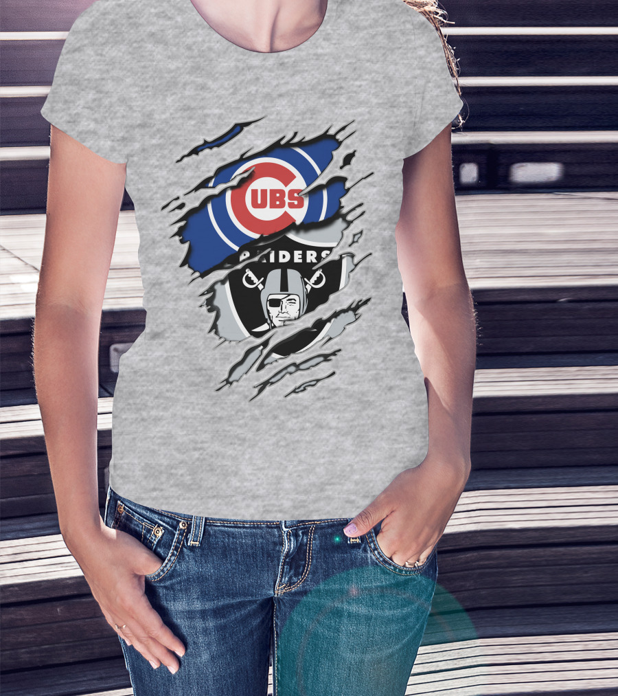 Cubs Raiders Logo Mashup T-Shirt