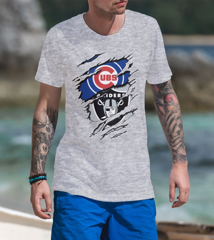 Cubs Raiders Logo Mashup T-Shirt