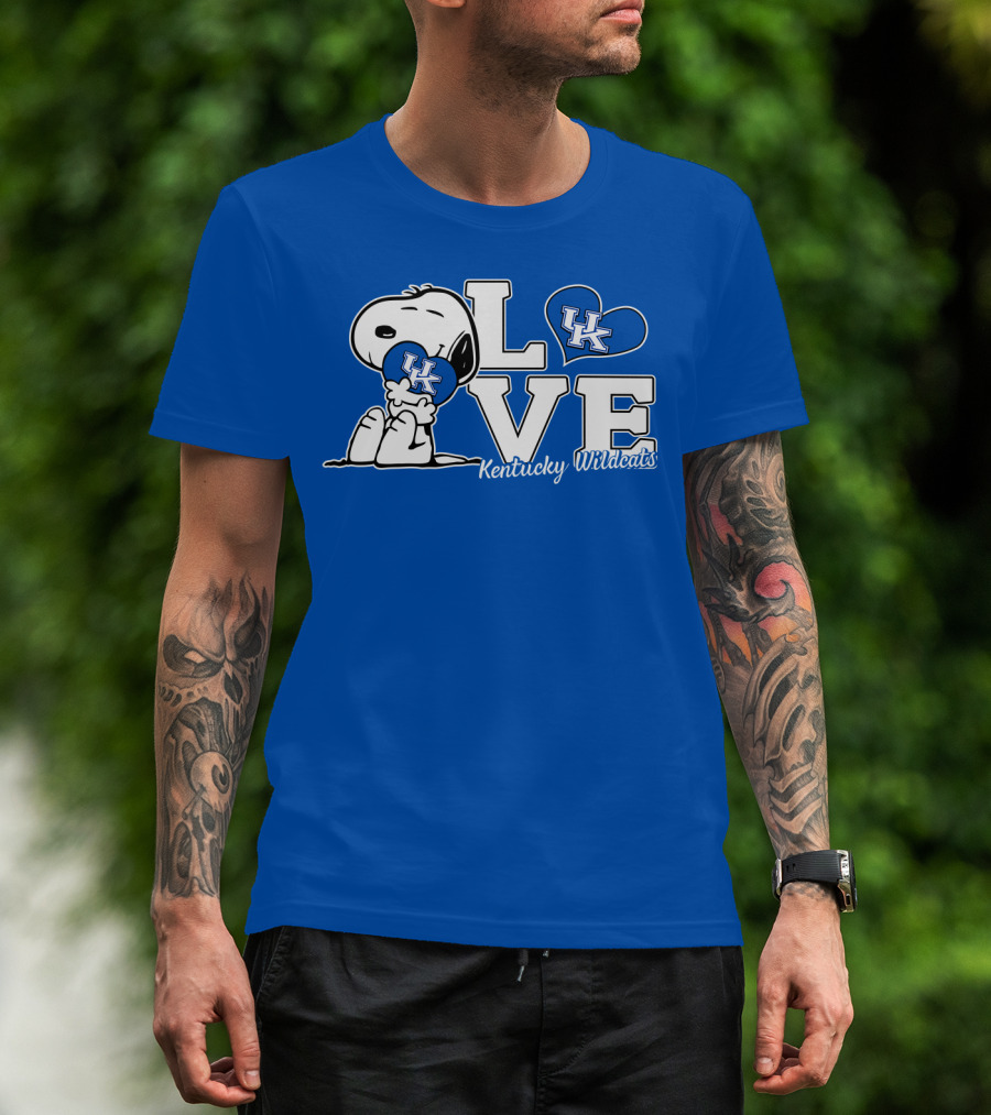 Love Kentucky Wildcats Snoopy Uk Heart T-Shirt