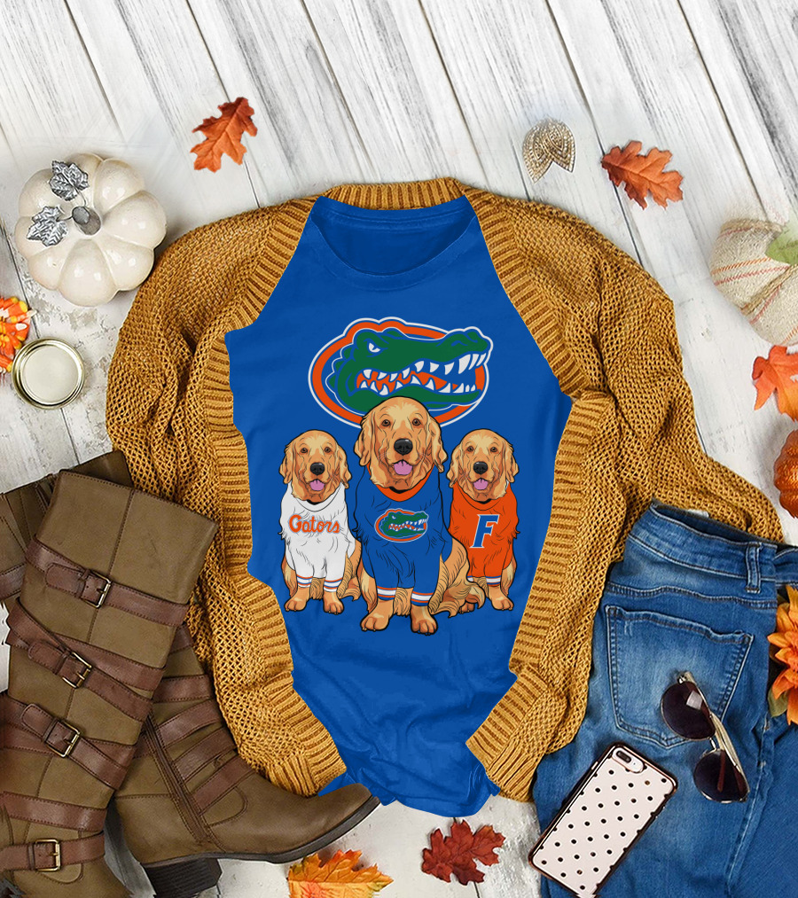 Florida Gators Golden Retrievers Trio Fan Gear T-Shirt