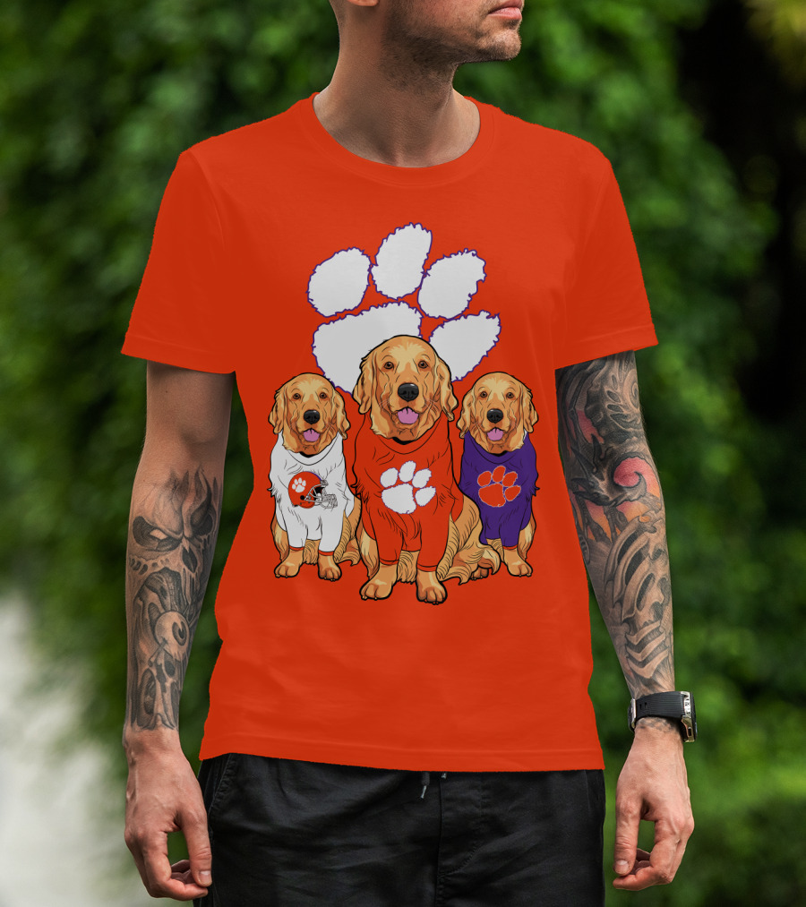 Clemson Tigers Golden Retrievers Trio T-Shirt