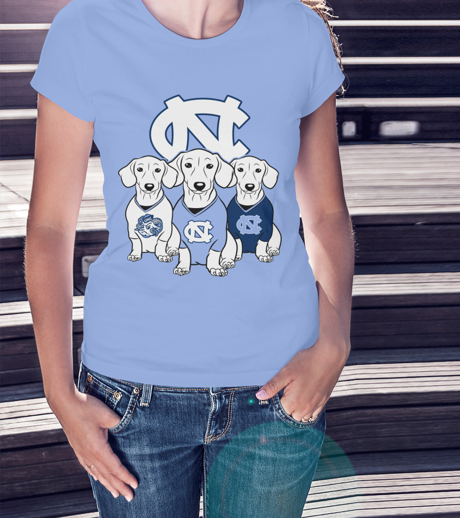 North Carolina Tar Heels  Dachshund Dogs T-Shirt