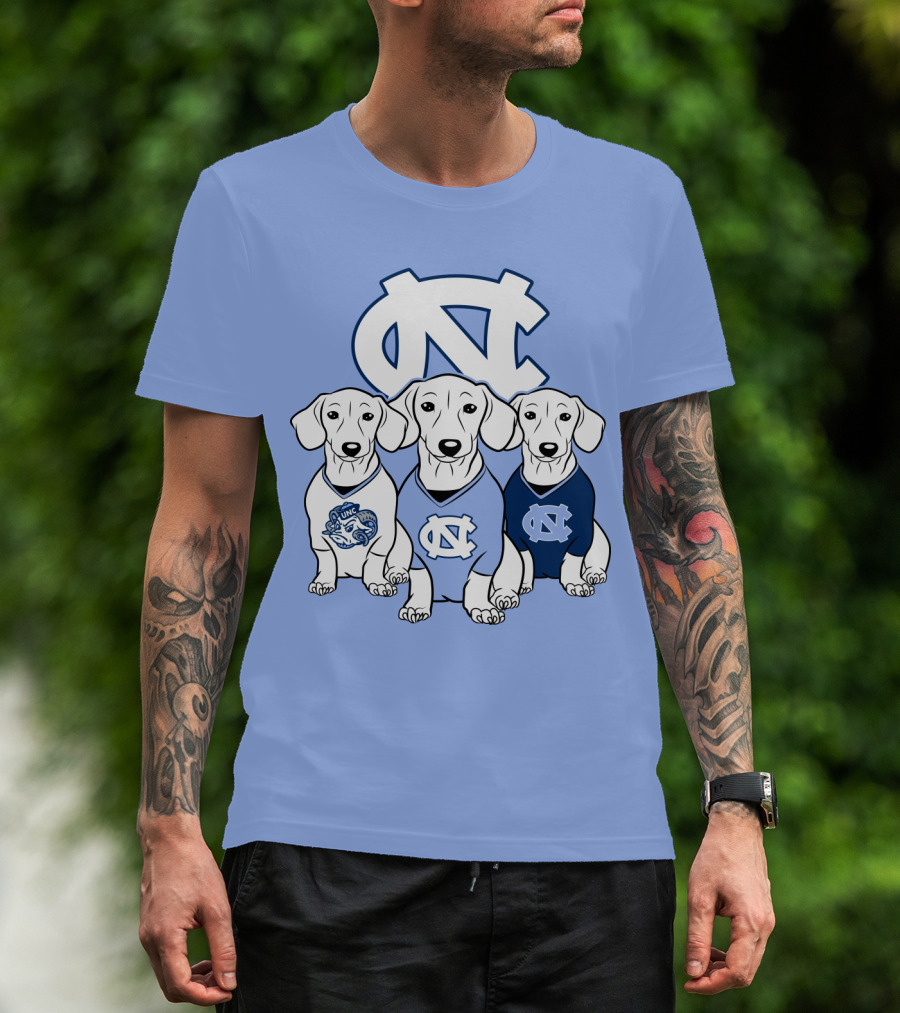 North Carolina Tar Heels  Dachshund Dogs T-Shirt