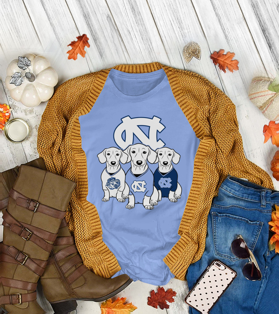 North Carolina Tar Heels  Dachshund Dogs T-Shirt