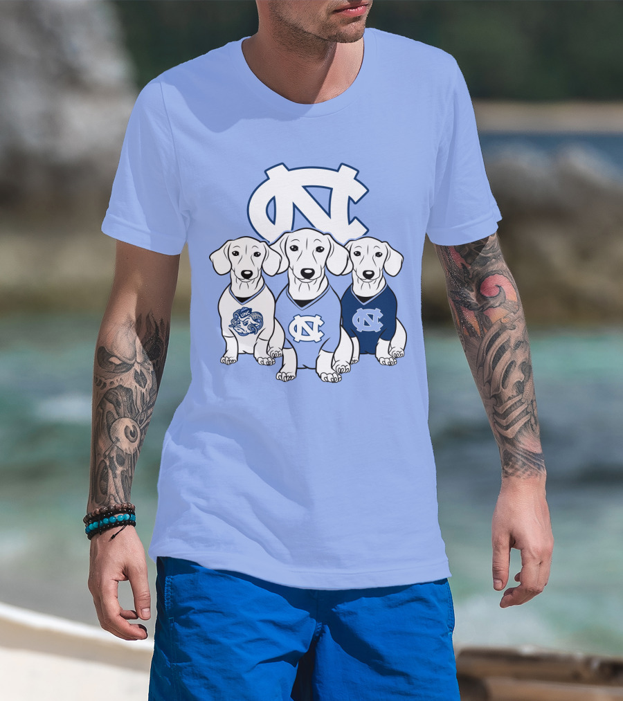 North Carolina Tar Heels  Dachshund Dogs T-Shirt