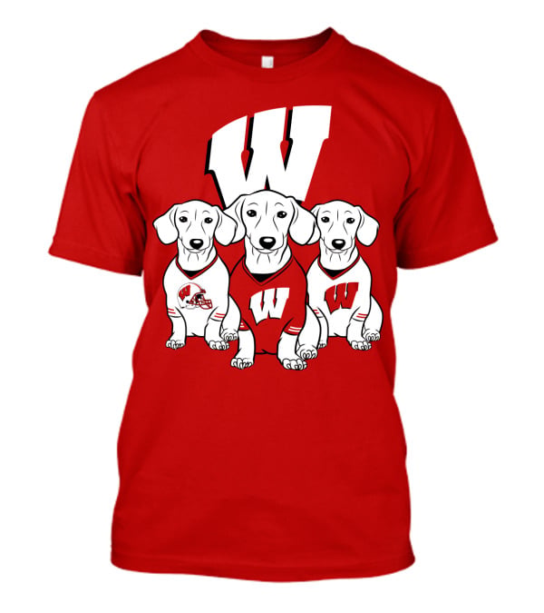 Wisconsin W Dachsund Trio Football Helmets And Jerseys T-Shirt