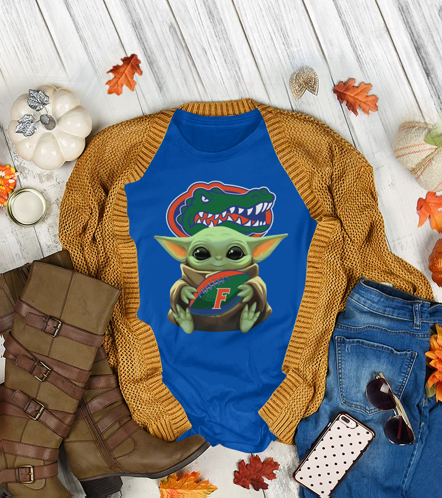 Baby Yoda Florida Gators Football Fan T-Shirt
