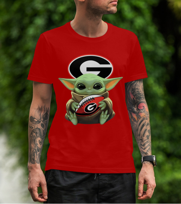 Baby Yoda Georgia Bulldogs Football Fan T-Shirt