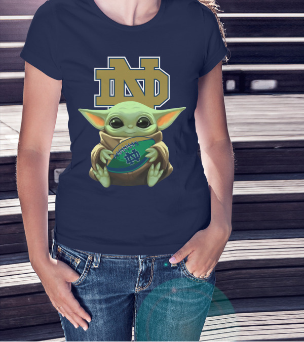 Baby Yoda Notre Dame Football Fan T-Shirt