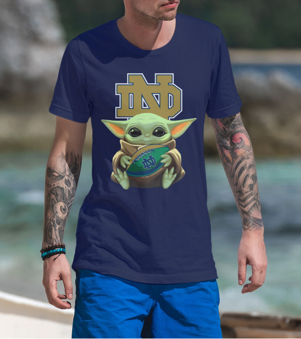 Baby Yoda Notre Dame Football Fan T-Shirt