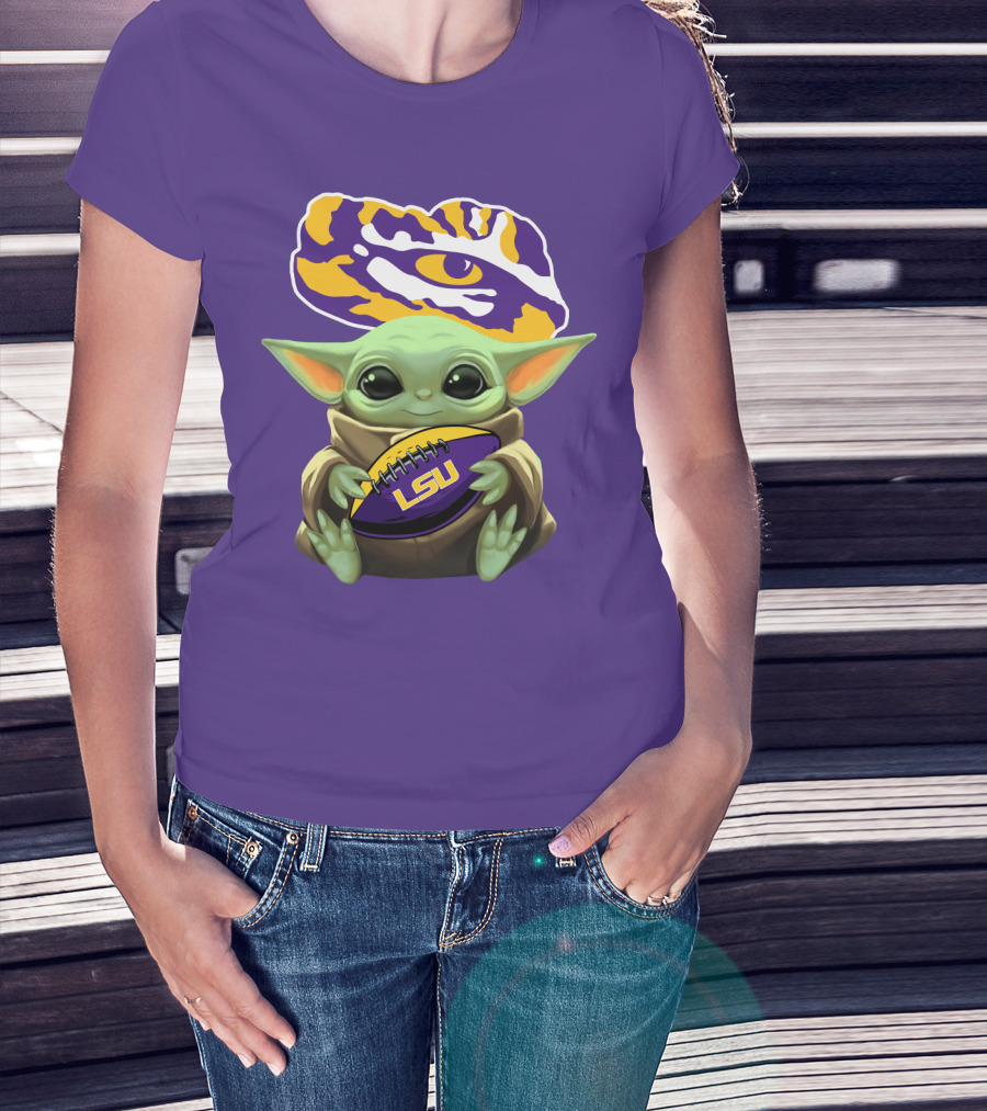 Baby Yoda Lsu Tigers Football Tiger Eye T-Shirt