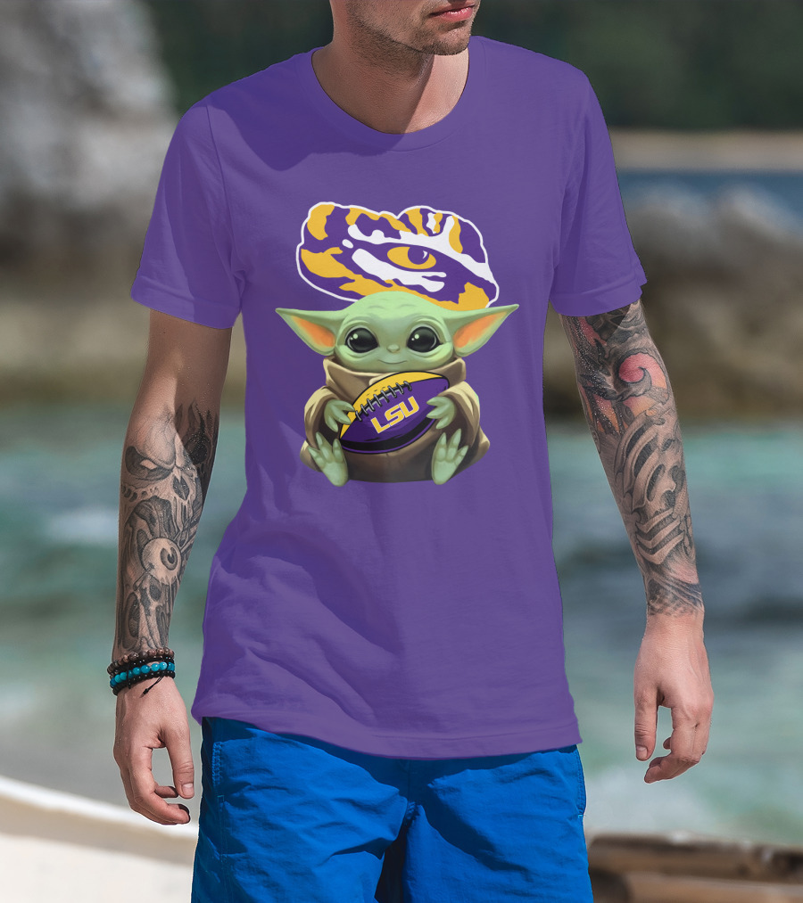 Baby Yoda Lsu Tigers Football Tiger Eye T-Shirt