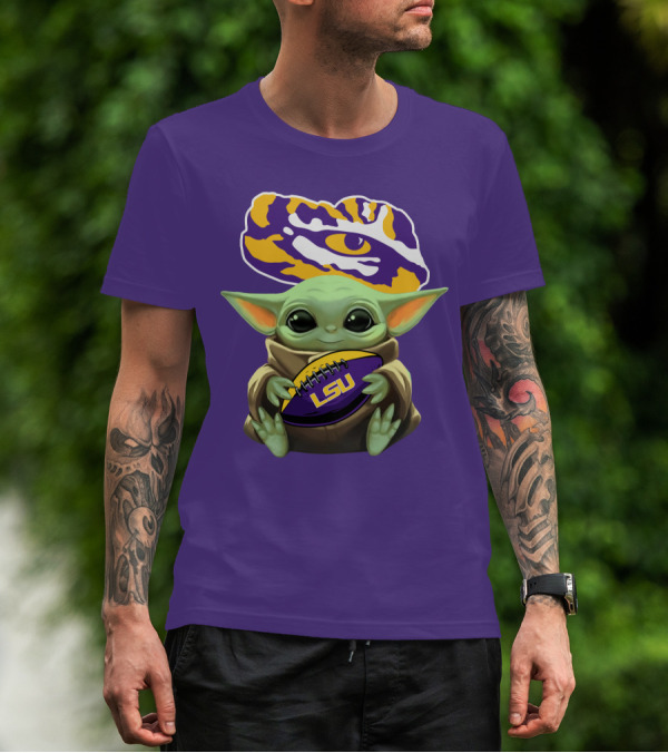LSU Tigers Baby Yoda Football Fan T-Shirt