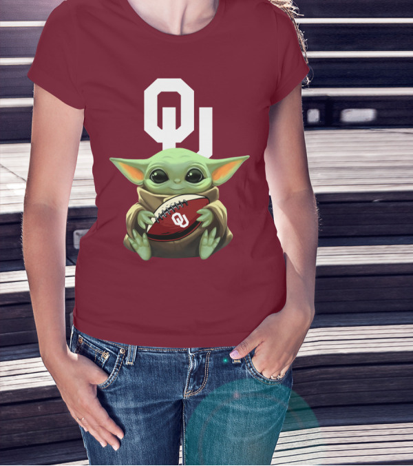 OU Sooners Baby Yoda Football T-Shirt