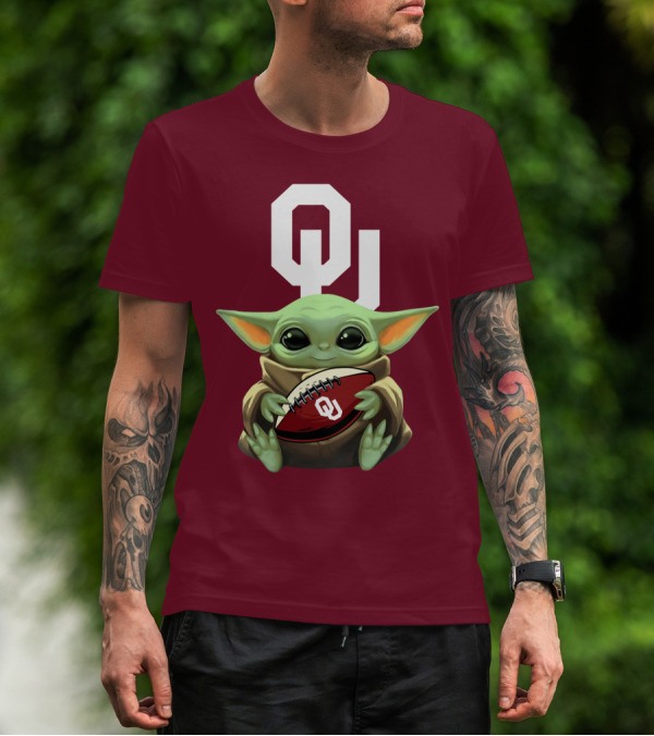 OU Sooners Baby Yoda Football T-Shirt