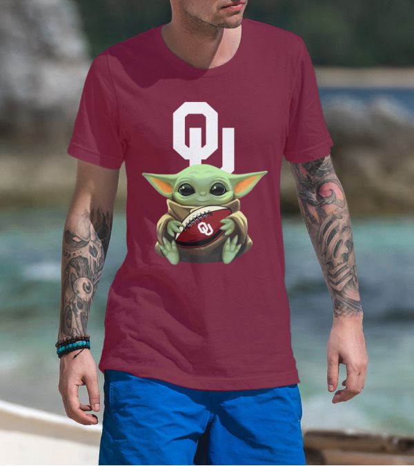 OU Sooners Baby Yoda Football T-Shirt