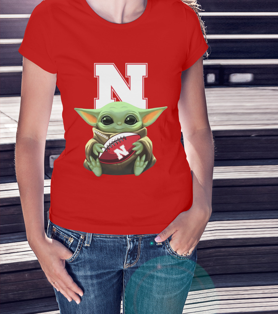 Baby Yoda Nebraska Cornhuskers Football Fan Icon With N T-Shirt