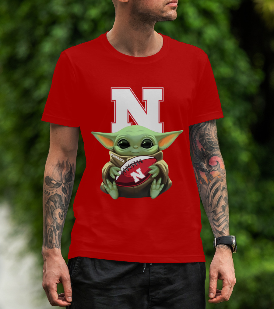 Baby Yoda Nebraska Cornhuskers Football Fan Icon With N T-Shirt