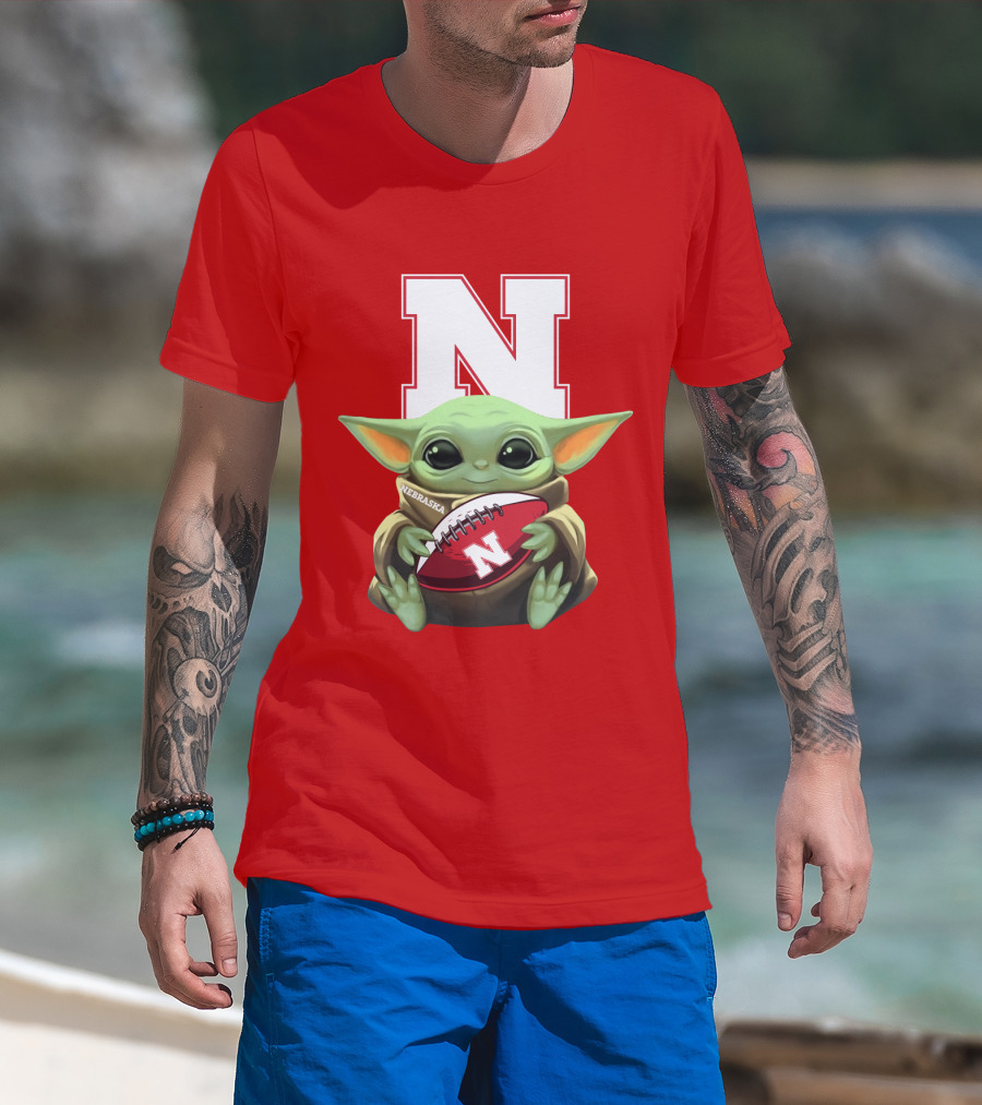 Baby Yoda Nebraska Cornhuskers Football Fan Icon With N T-Shirt