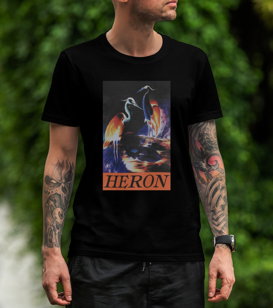Heron Preston Vibrant Herons Wildlife Scene T-Shirt