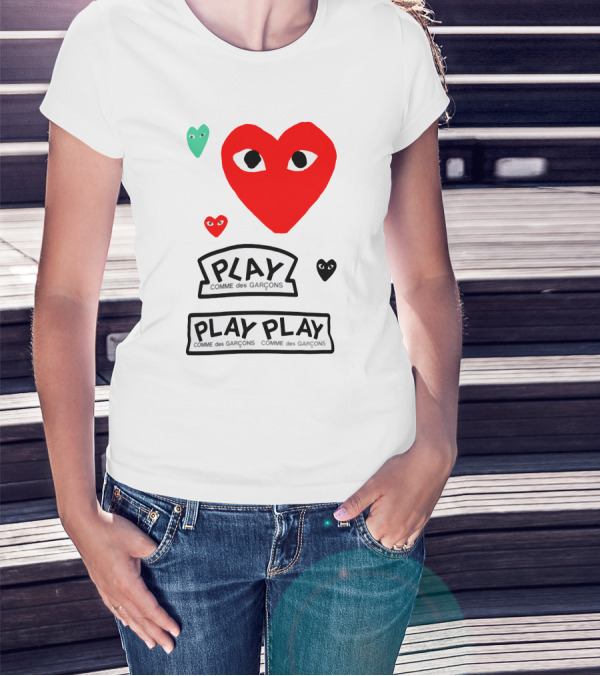 PLAY Comme Des Garçons Heart Faces T-Shirt