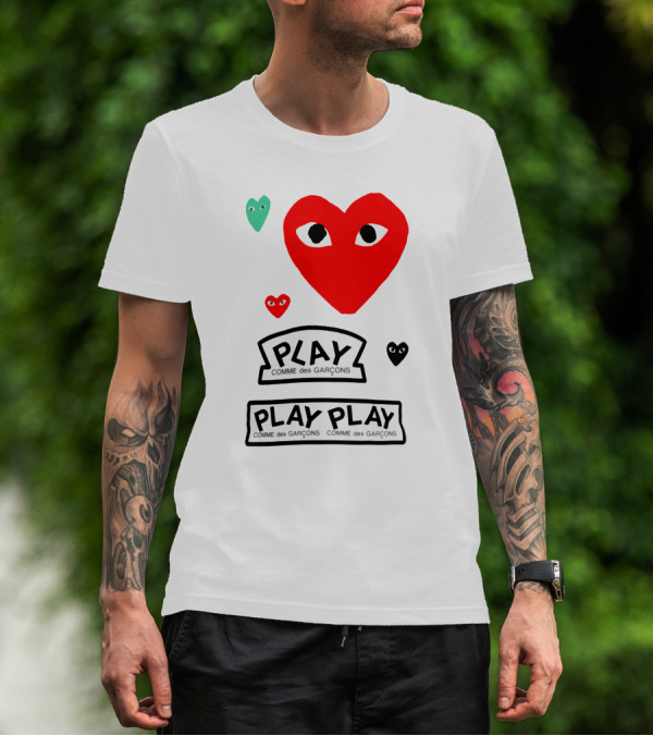 PLAY Comme Des Garçons Heart Faces T-Shirt