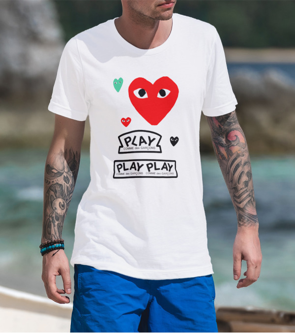 PLAY Comme Des Garçons Heart Faces T-Shirt