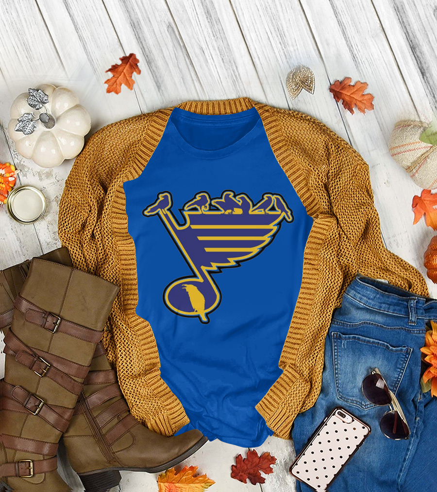 St. Louis Birds on Hockey Musical Note Logo NHL T-Shirt