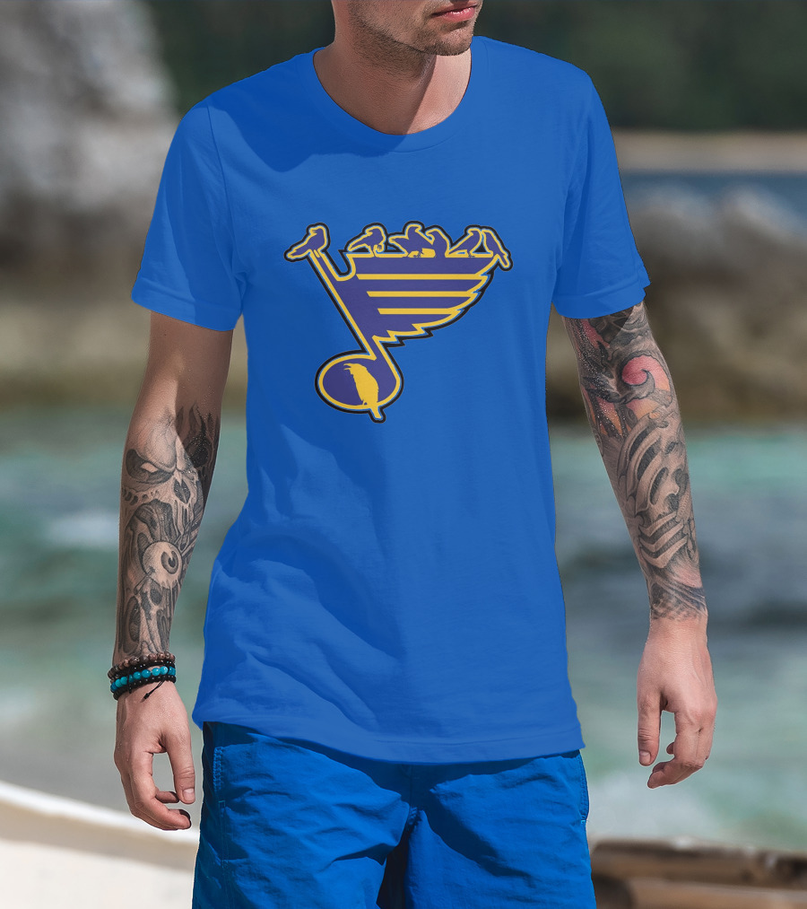 St. Louis Birds On Hockey Musical Note Logo NHL T-Shirt