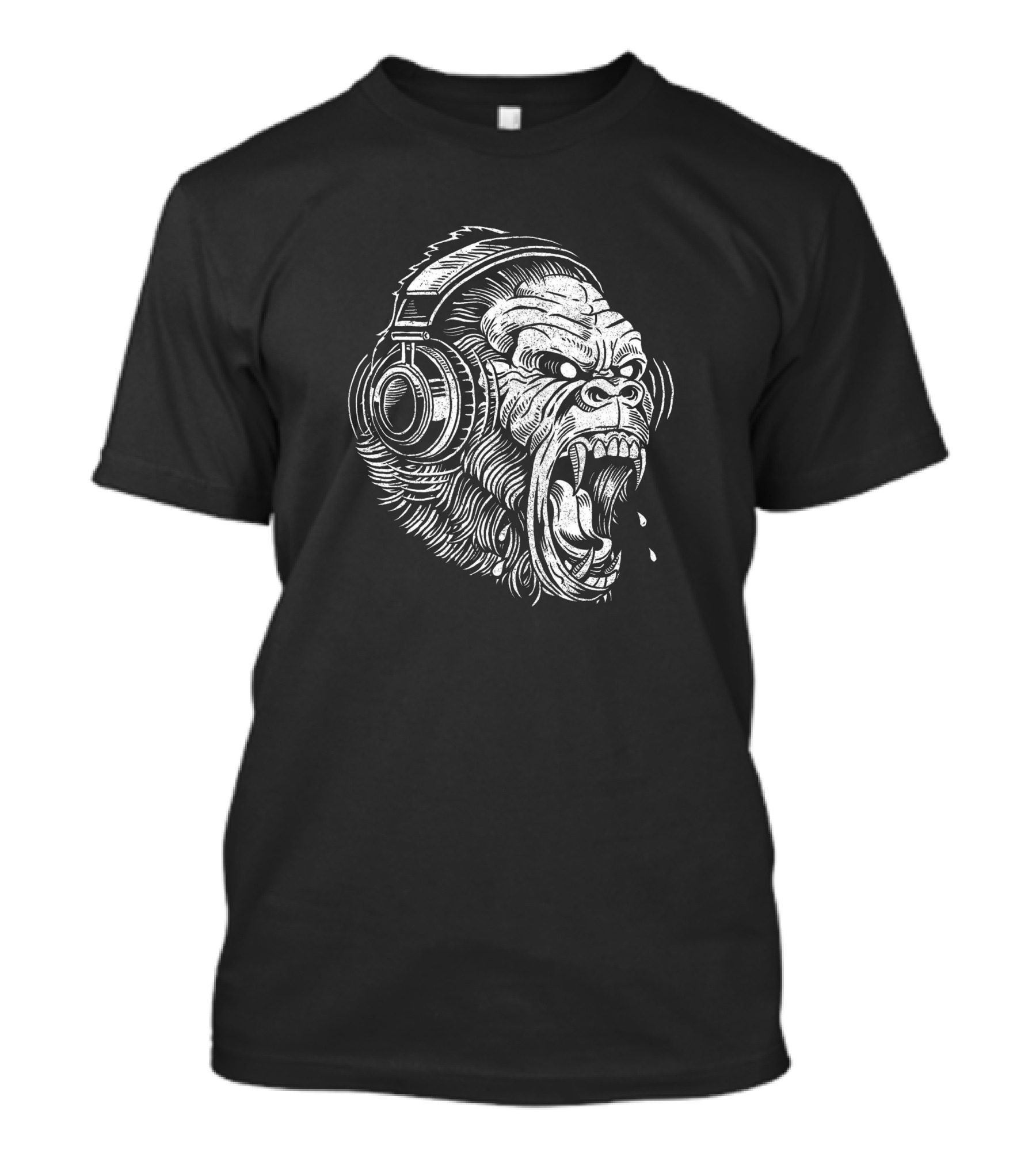 Gorila Vintage Headphones Roaring Ape T-Shirt