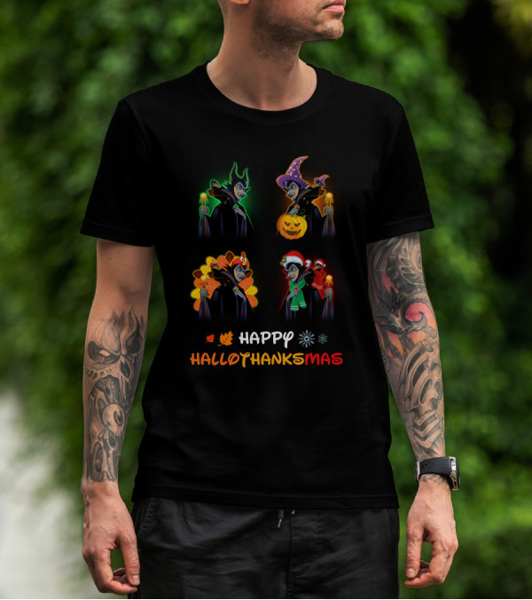 MALEFICENT Happy HalloThanksMas Halloween Thanksgiving Christmas Characters T-Shirt