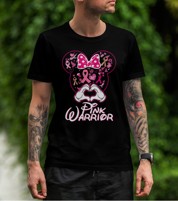 Pink Warrior Minnie Mouse Breast Cancer Awareness T-Shirt