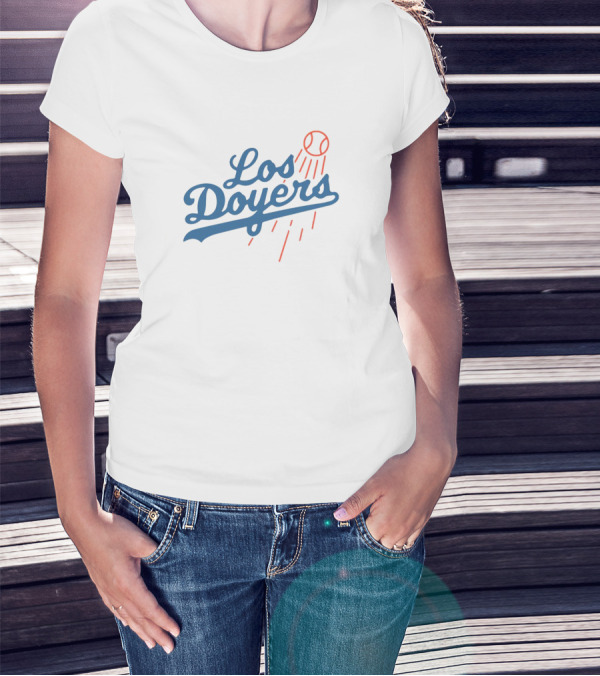 Los Doyers Baseball Theme With Iconic Bat And Ball Elements T-Shirt