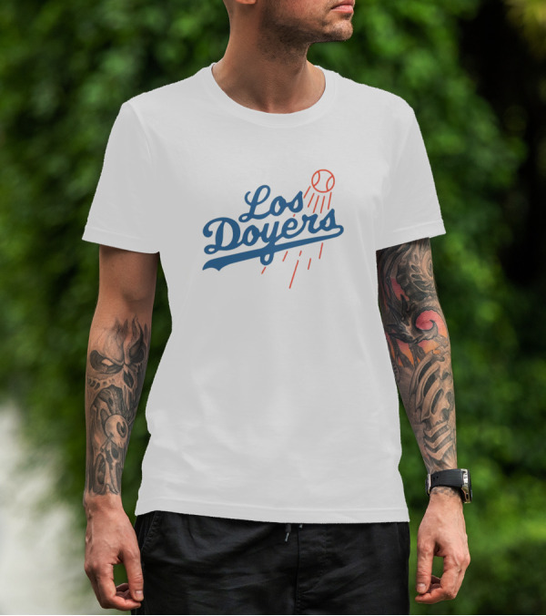 Los Doyers Baseball Theme With Iconic Bat And Ball Elements T-Shirt