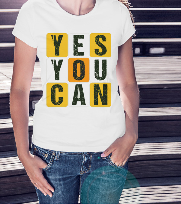 YES YOU CAN Motivation Yellow Orange Black T-Shirt