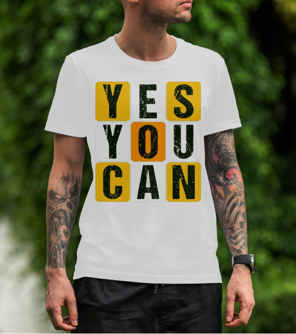 YES YOU CAN Motivation Yellow Orange Black T-Shirt