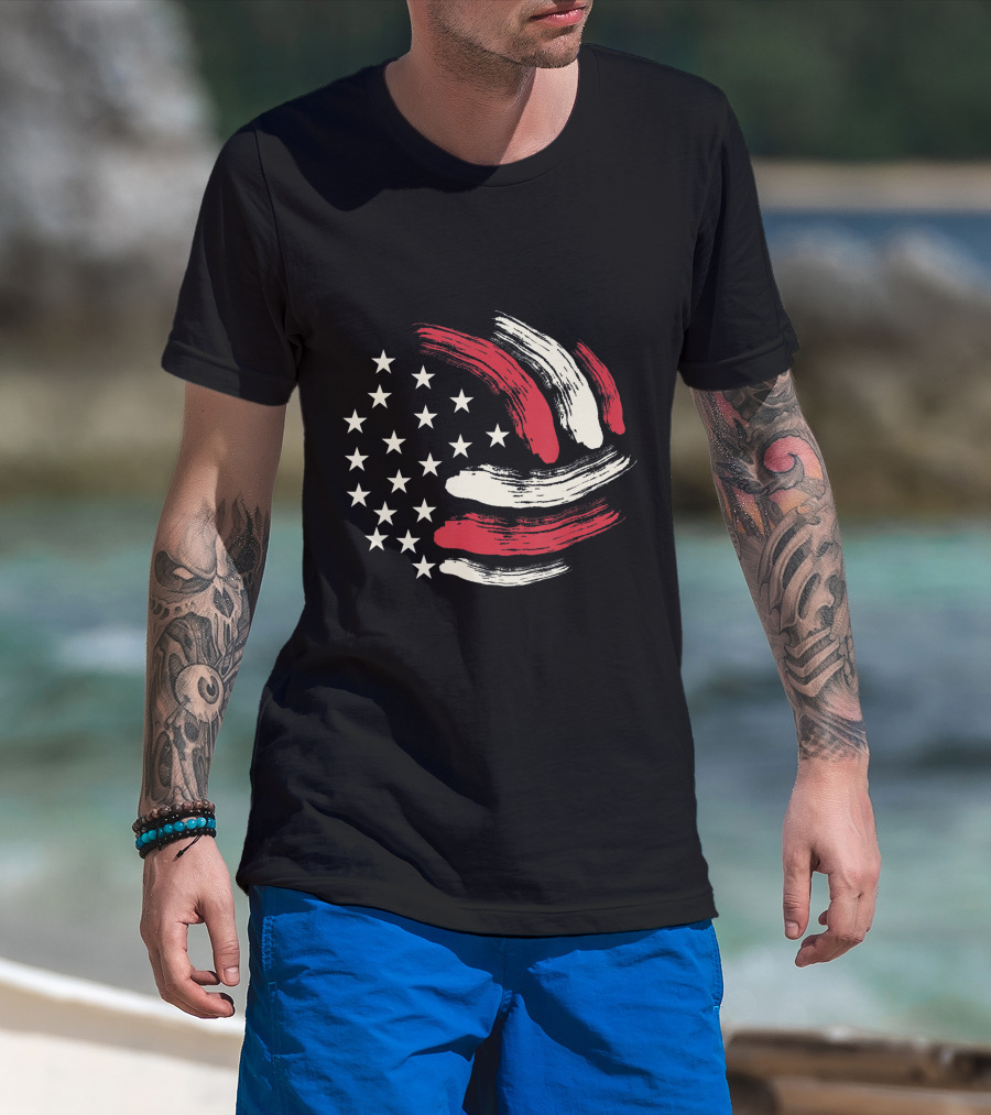 American Flag Patriotic Volleyball Team T-Shirt