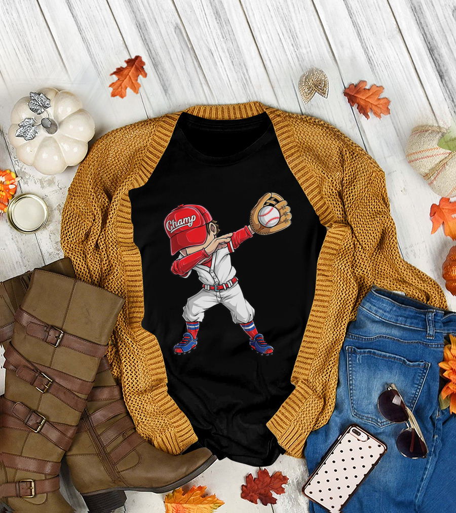 Champ Dabbing Baseball Catcher Pitcher T-Shirt