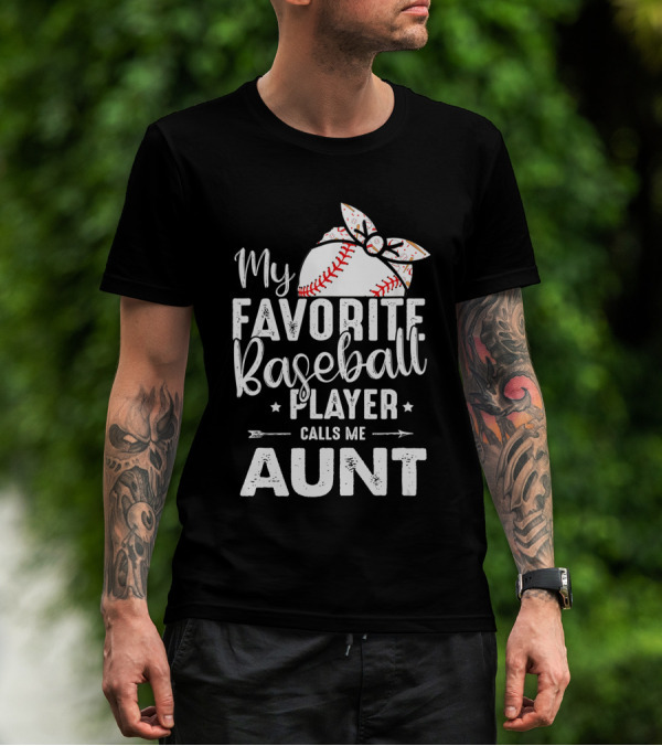 My Favorite Baseball Player Calls Me Aunt Batter Bow Tie T-Shirt
