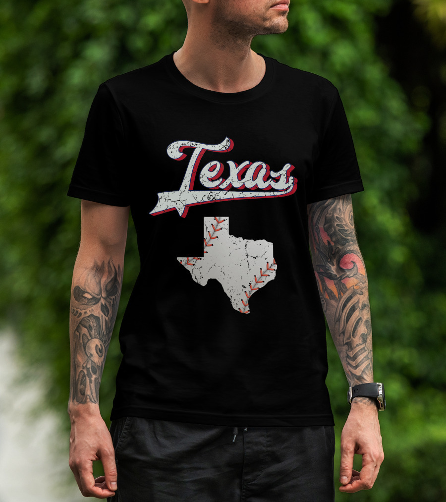 Texas Baseball Game Day Vintage Ranger Map T-Shirt