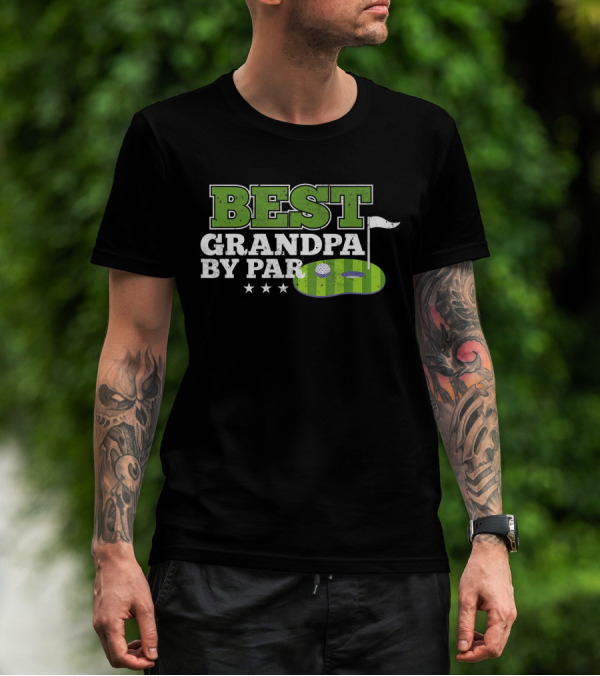 Best Grandpa By Par Golf Sports Lover Grandpa Golf Flag Stars T-Shirt