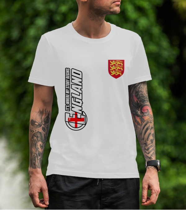 England It's Where My Story Begins Three Lions Crest T-Shirt