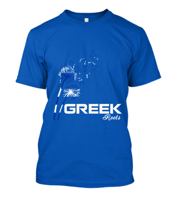 GREEK ROOTS Dandelion Blossom Blue Background T-Shirt