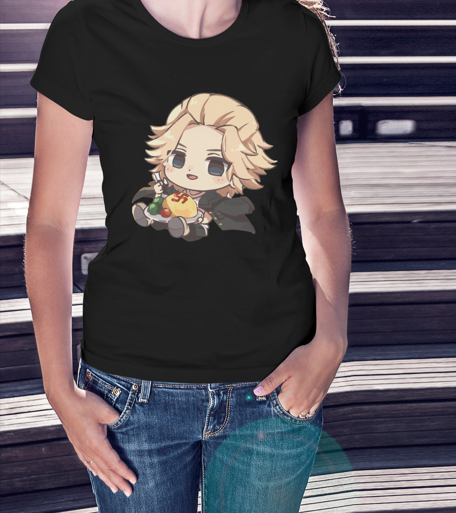 Mikey Holding Omurice Dish Tokyo Revengers Chibi Character T-Shirt