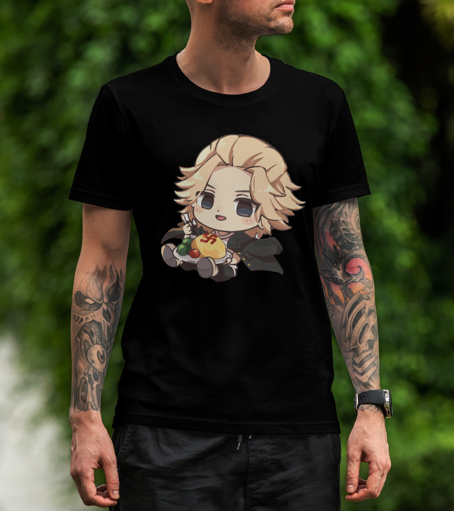 Mikey Holding Omurice Dish Tokyo Revengers Chibi Character T-Shirt