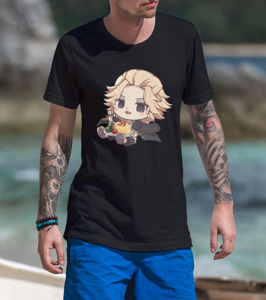 Mikey Holding Omurice Dish Tokyo Revengers Chibi Character T-Shirt